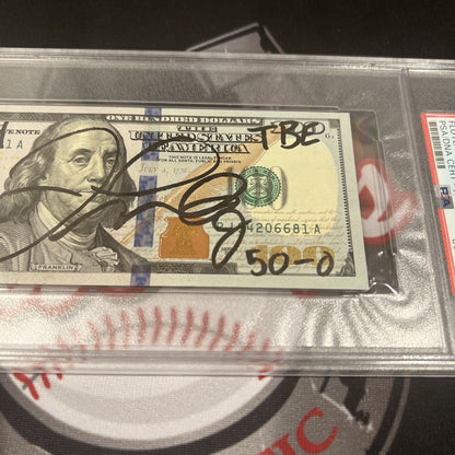 Floyd Mayweather Jr. Signed $100 Bill with Inscriptions PSA Auth