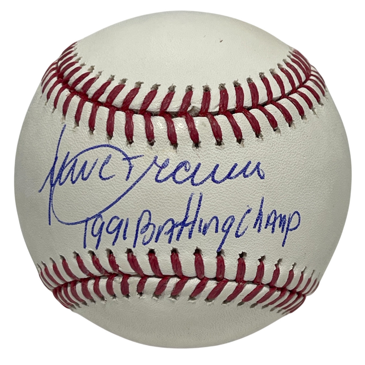 Julio Franco Signed MLB Baseball 1991 Batting Champ BAS