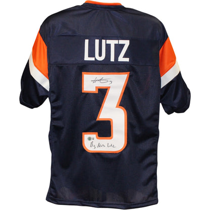 Wil Lutz Signed "Big Nutz Lutz" Inscribed Custom Blue Jersey (Beckett)