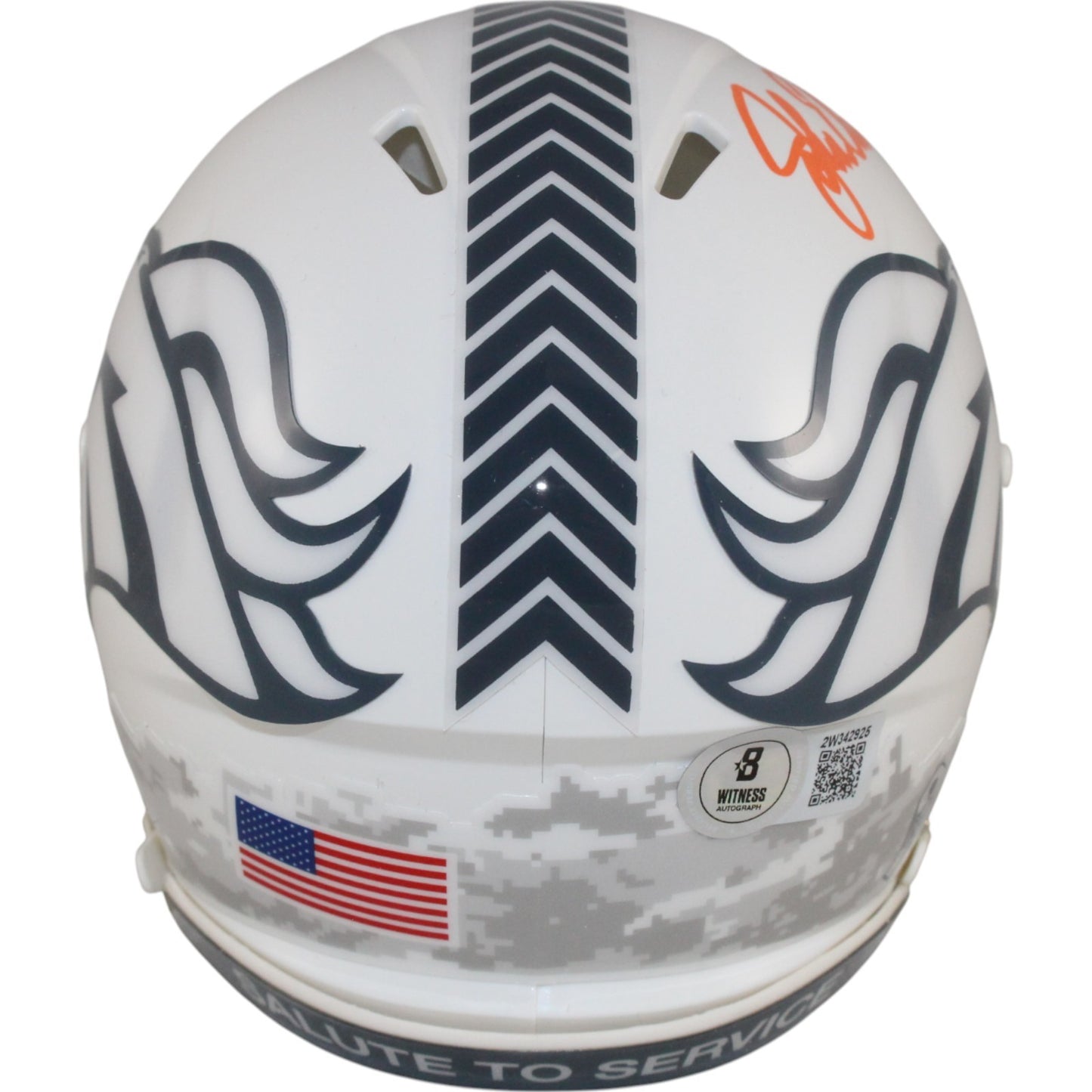 John Elway Denver Broncos Signed 2024 Salute to Service Mini Helmet