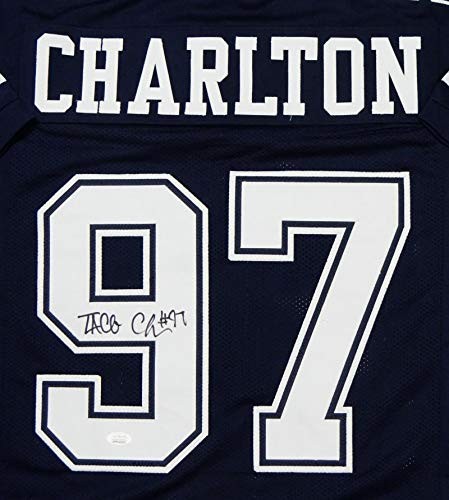 Taco Charlton Autographed Blue Custom Football Jersey