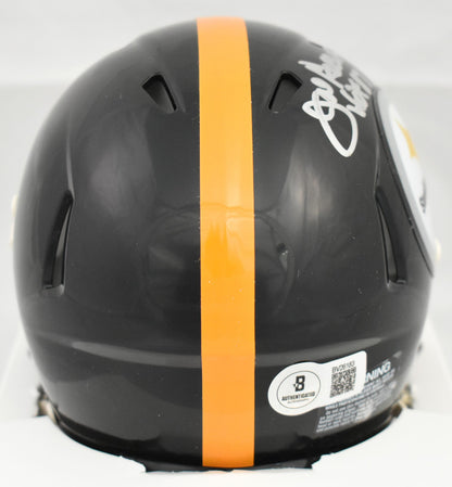 Joe Greene Signed Pittsburgh Steelers Mini Helmet with HOF Inscription