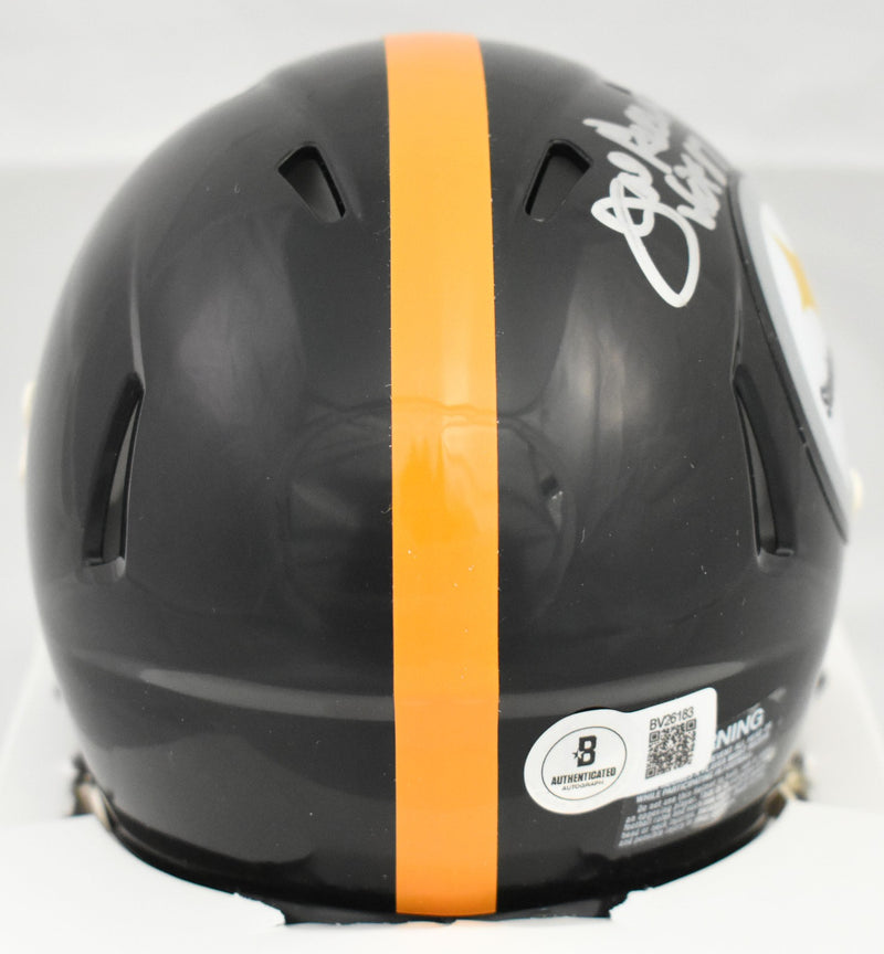 Joe Greene Signed Pittsburgh Steelers Mini Helmet with HOF Inscription