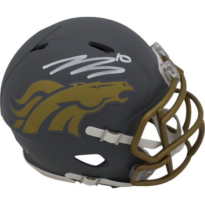 Bo Nix Denver Broncos Autographed Slate Mini Helmet (Beckett)