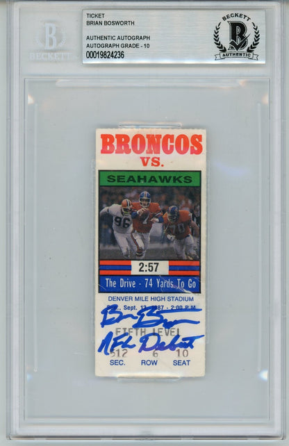 Brian Bosworth Signed Seattle Seahawks NFL Debut Ticket (1987)