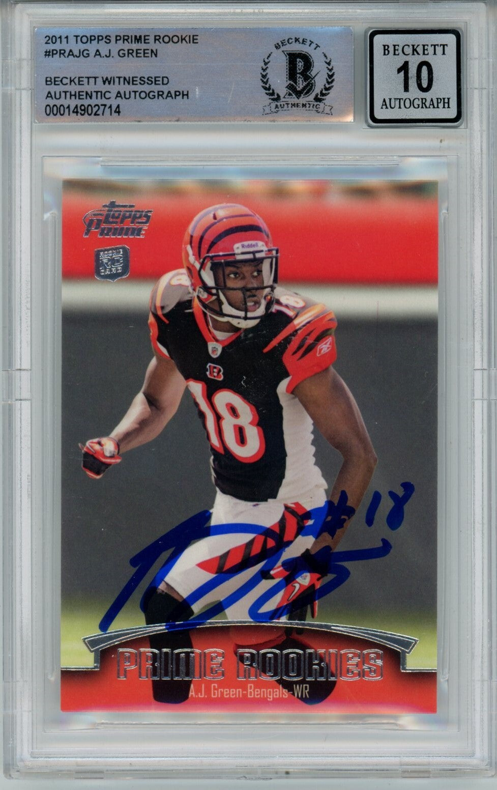 AJ Green Signed Bengals 2011 Topps Prime Card Beckett Auto 10