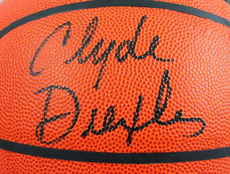 Clyde Drexler & Hakeem Olajuwon Signed Wilson NBA Basketball - Black