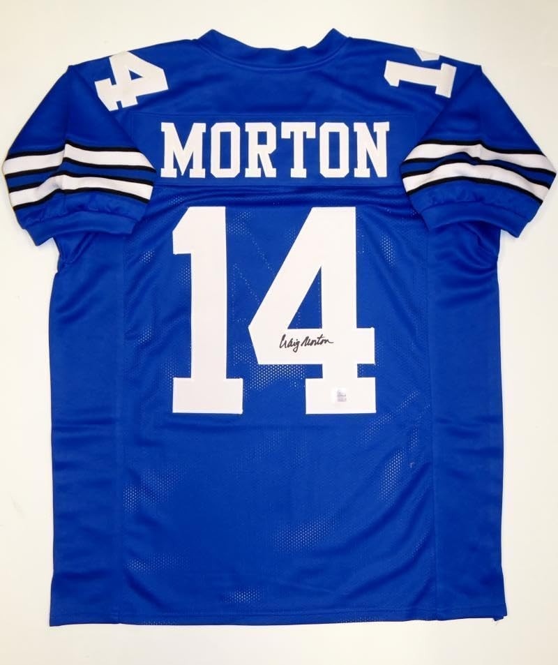 Craig Morton Signed Blue Custom Football Jersey