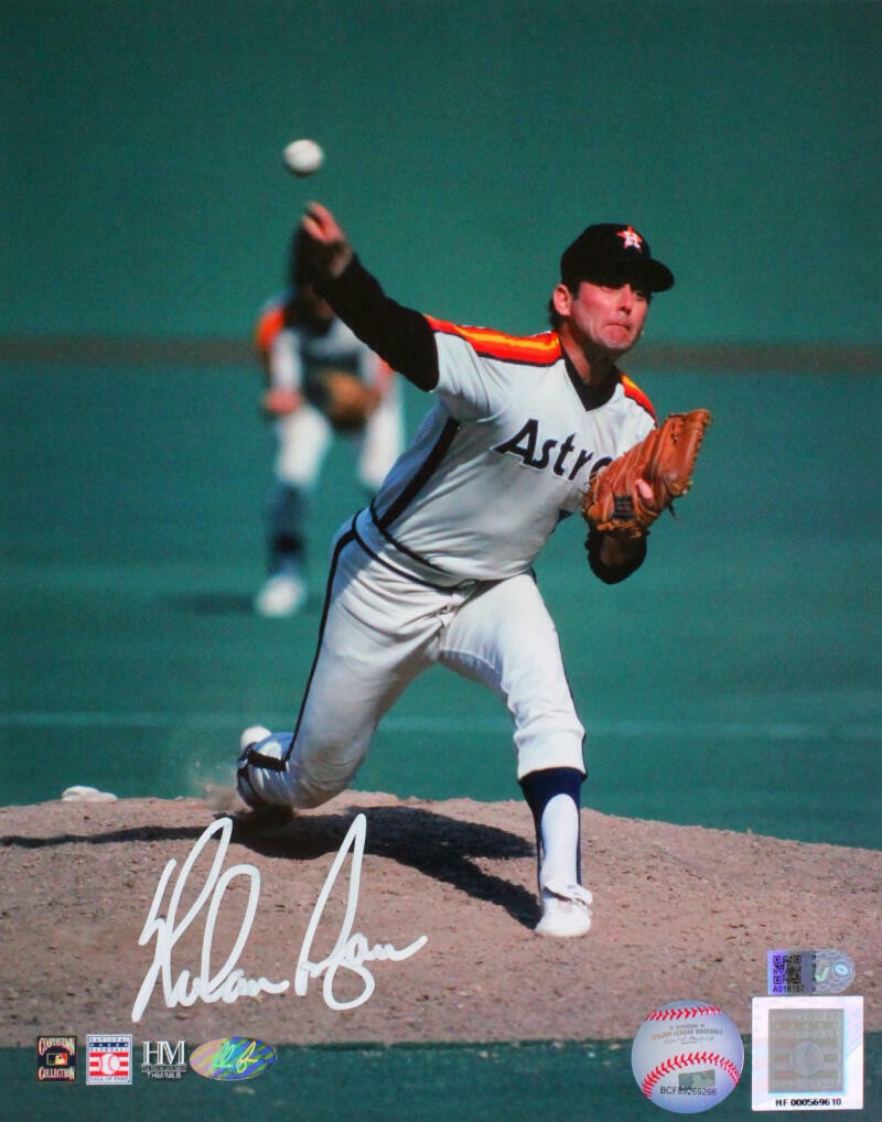 Nolan Ryan Autographed Houston Astros 8x10 Photo - Pitching Front View