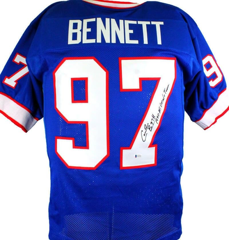 Cornelius Bennett Signed Blue Custom Jersey with Inscription
