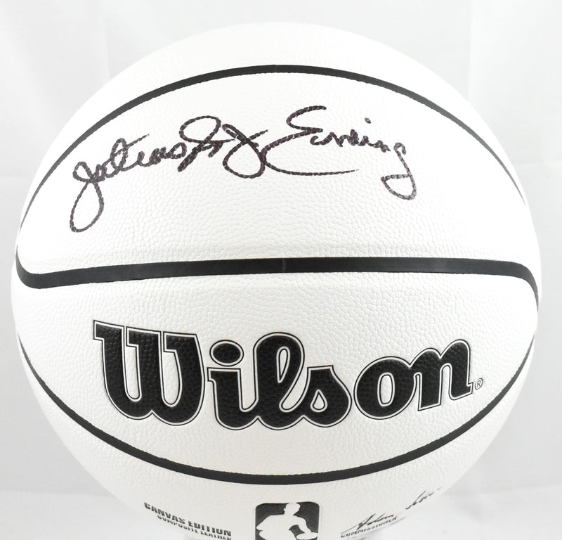 Julius Erving Autographed NBA Wilson Canvas Edition Basketball