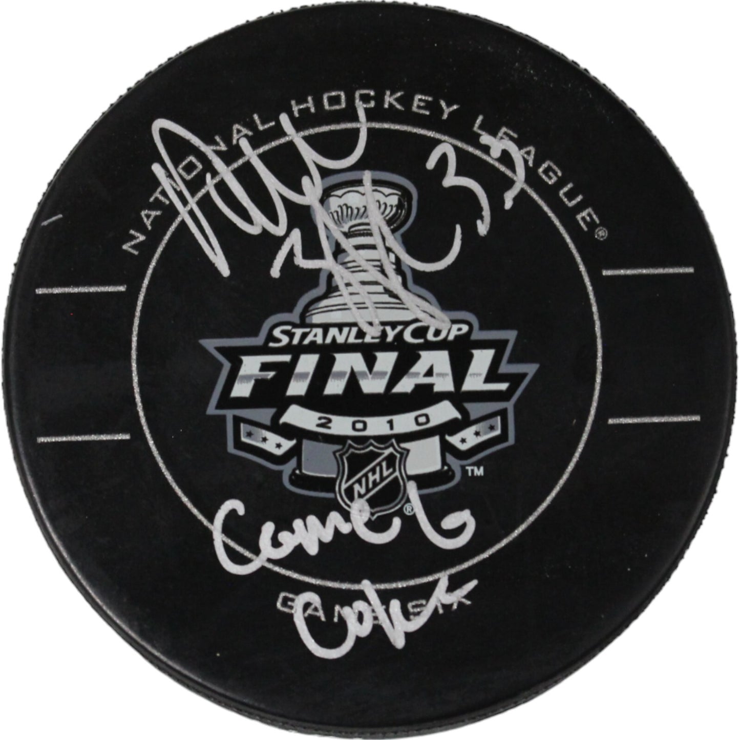Dustin Byfuglien Autographed Chicago Blackhawks Hockey Puck (Game 6 Goal Insc)