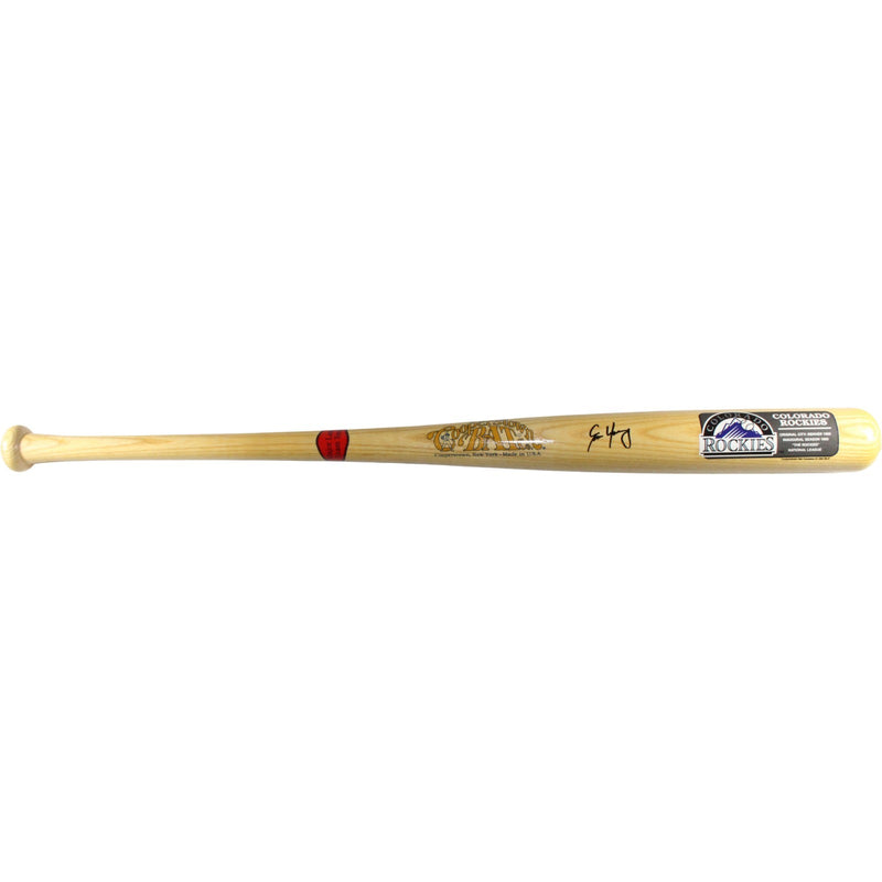 Eric Young Signed Colorado Rockies Cooperstown Baseball Bat "1st HR"