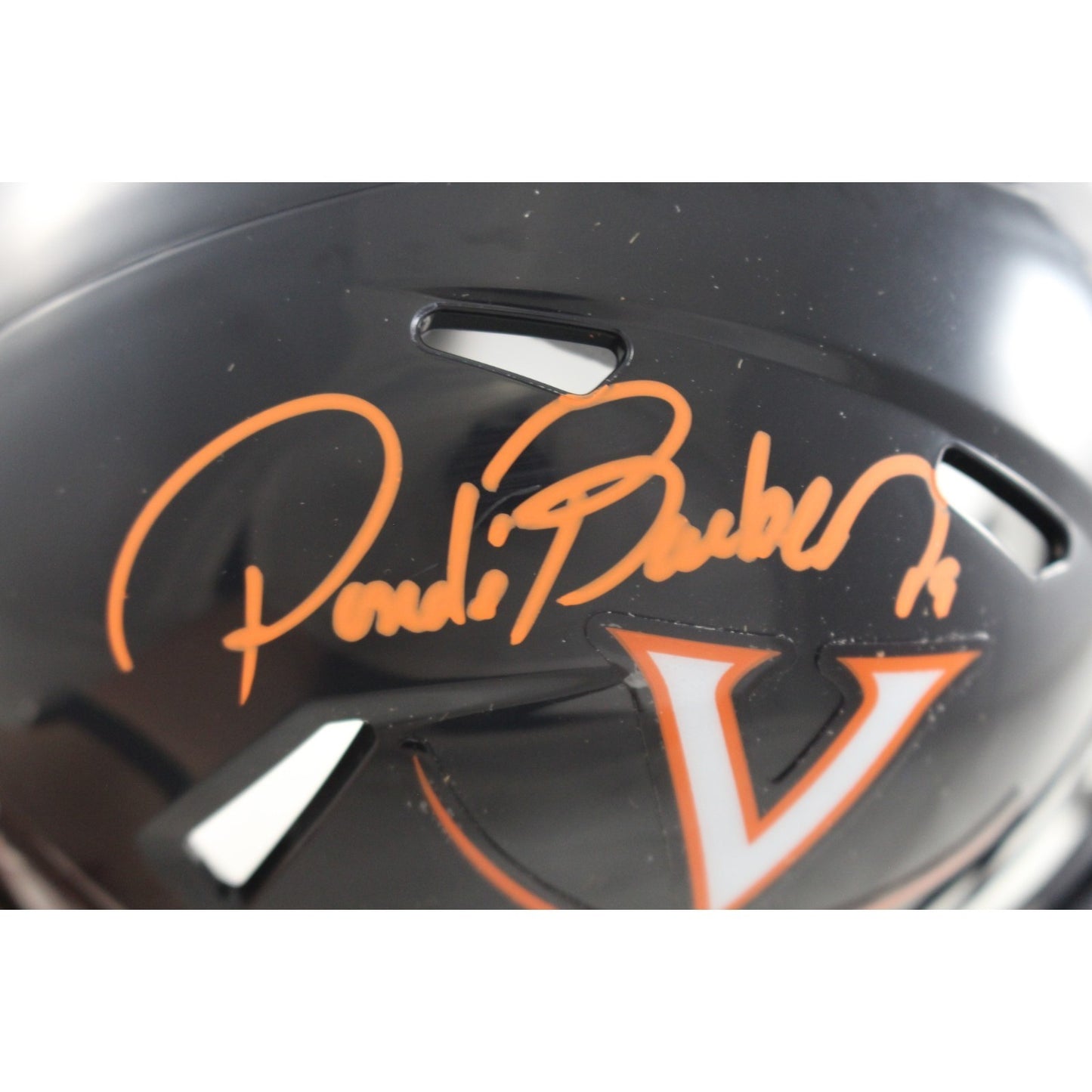 Ronde Barber Signed Virginia Cavaliers Black Mini Helmet (Beckett Witnessed)