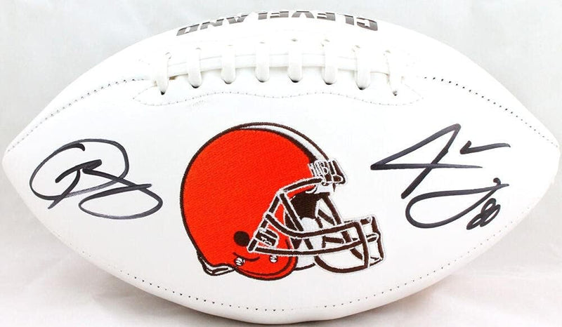 Jarvis Landry & Odell Beckham Jr. Signed Cleveland Browns Logo Football