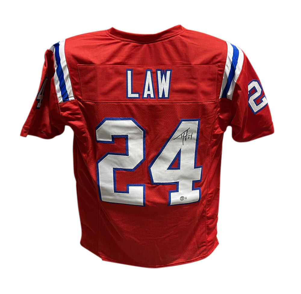 Ty Law Autographed New England Patriots Pro Style Jersey (Red)