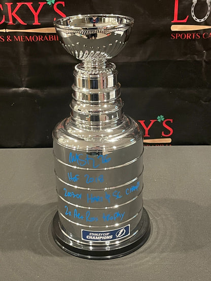 Martin St. Louis Signed 14" Mini Stanley Cup with 3 Inscriptions PSA