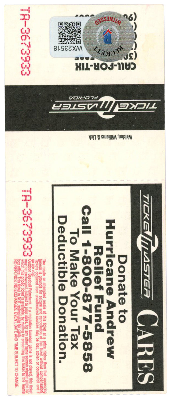 Deion Sanders Autographed Atlanta Braves 4/21/1993 Ticket Stub (Beckett)