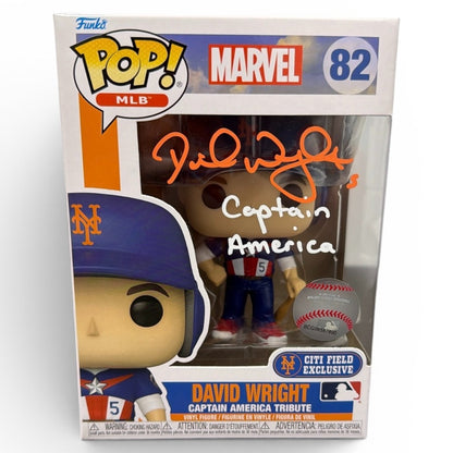 David Wright Signed Funko Pop #82 Citi Field SGA w/ Captain America Insc
