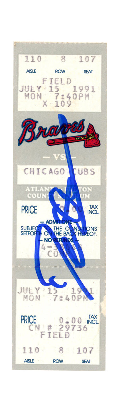 Deion Sanders Signed Atlanta Braves Full Game Ticket (7/15/1991 vs Cubs) BAS