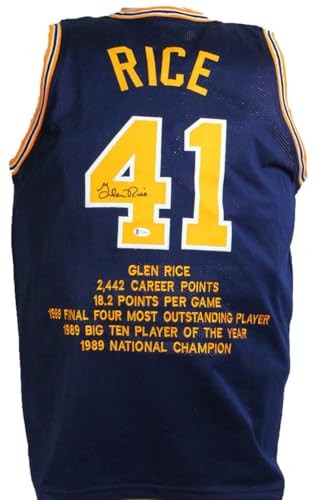 Glen Rice Signed Blue G Money Custom Jersey