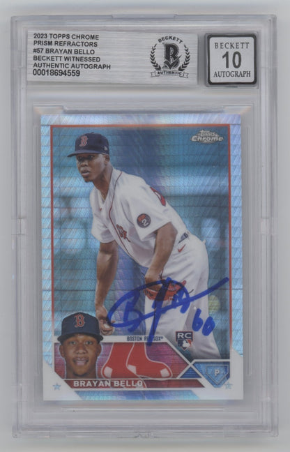 Brayan Bello Signed 2023 Topps Chrome Prism Refractor RC BGS 10 Auto