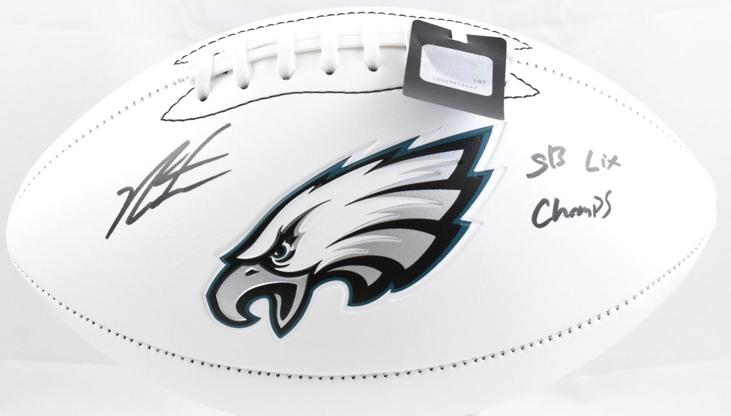 Jalen Carter Signed Philadelphia Eagles Logo Football (Inscribed "SB Champs")