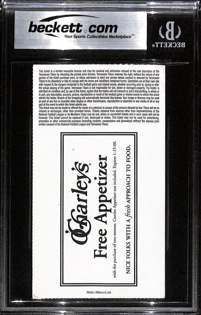 Ray Lewis Signed Baltimore Ravens 10/10/99 Slabbed Ticket Grade 6 Beckett
