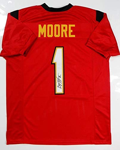 DJ Moore Autographed Red Custom Football Jersey