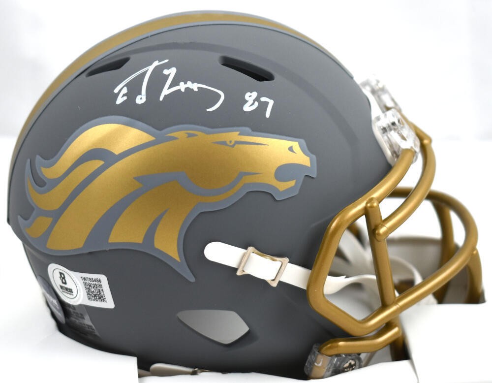 Ed McCaffrey Signed Denver Broncos Slate Speed Mini Helmet