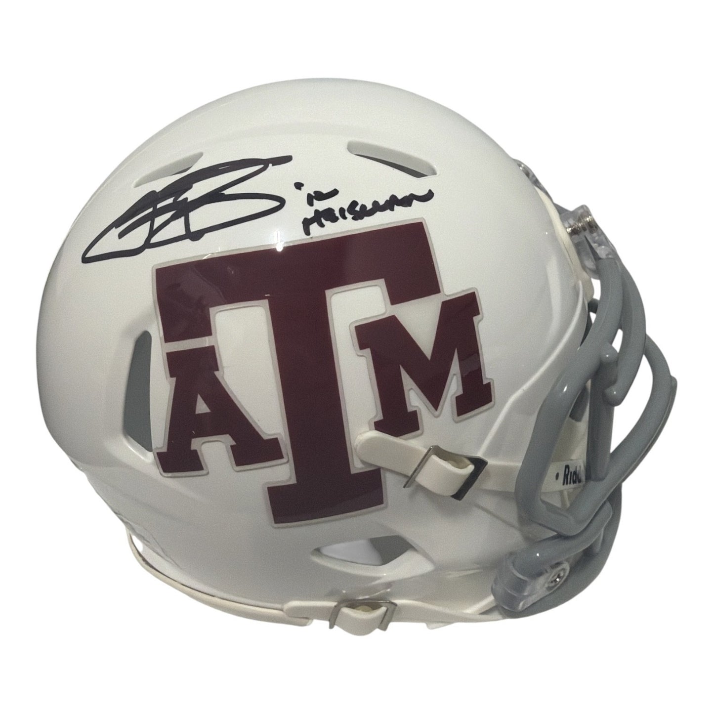 Johnny Manziel Signed Texas A&M Mini Helmet - 2012 Heisman Inscription