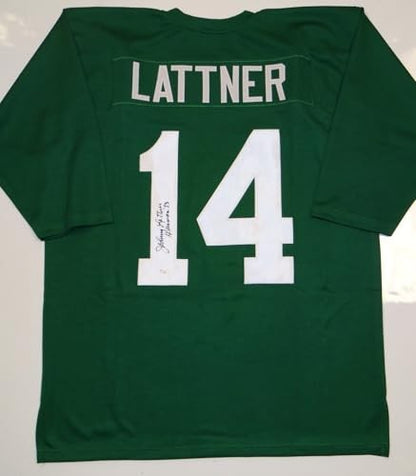 Johnny Lattner Autographed Green Custom Football Jersey
