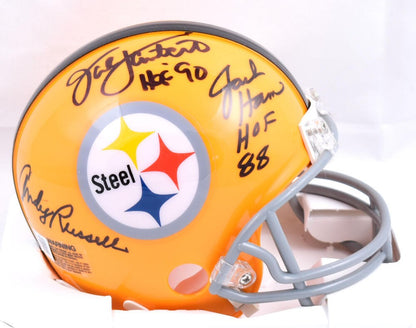 Jack Ham, Jack Lambert & Andy Russell Signed Steelers Mini Helmet