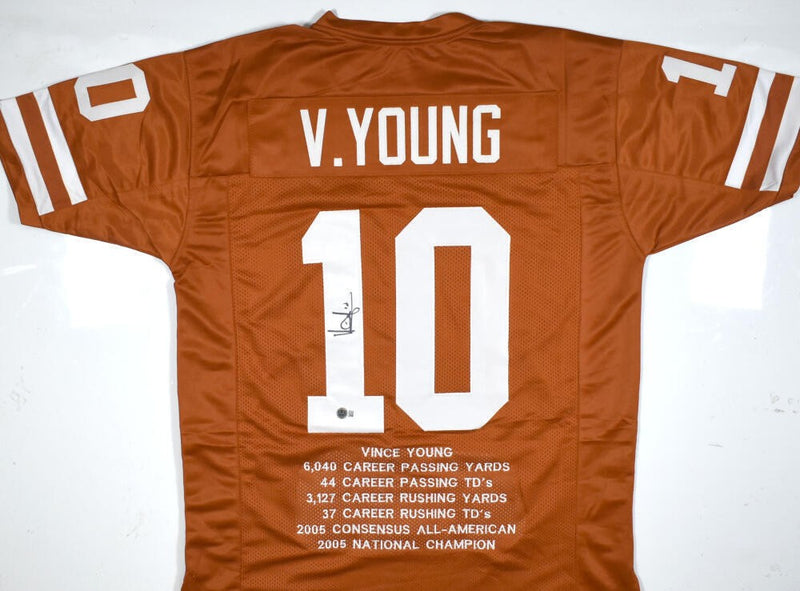 Vince Young Autographed Orange Custom Football Jersey