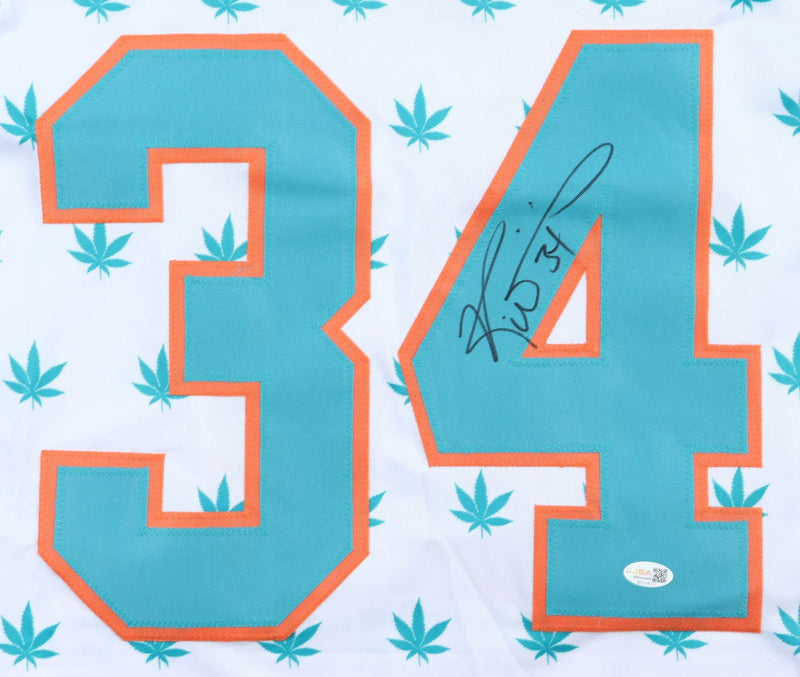Ricky Williams Signed Miami Dolphins White Weed Pattern Custom Jersey
