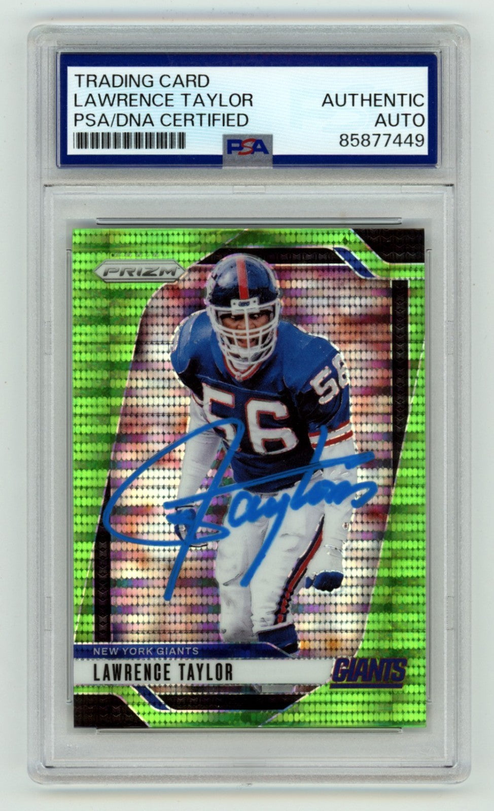Lawrence Taylor Signed 2024 Panini Prizm Green Pulsar Card