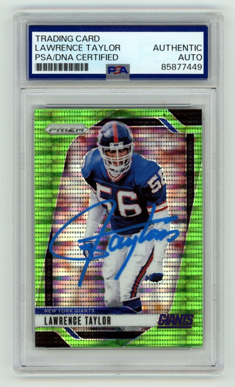 Lawrence Taylor Signed 2024 Panini Prizm Green Pulsar Card