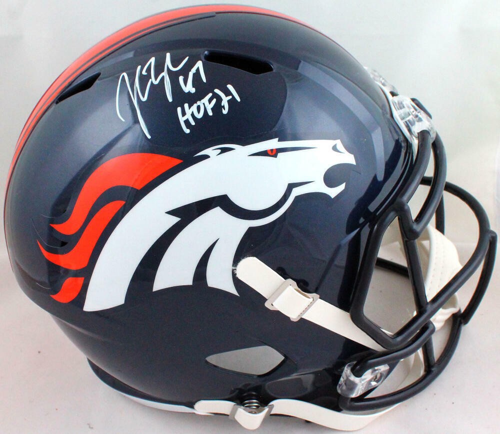 John Lynch Autographed Denver Broncos White Speed Full Size Helmet