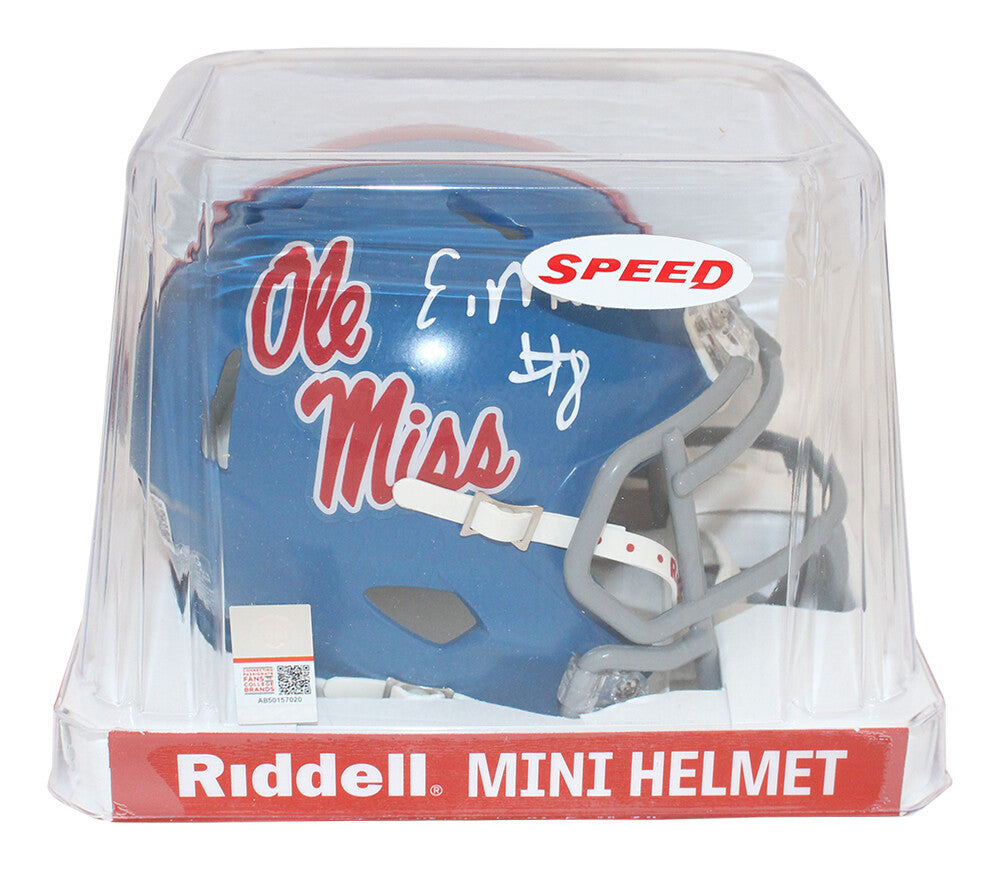 Elijah Moore Autographed Ole Miss Rebels Speed Mini Helmet (Beckett)