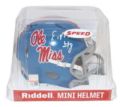 Elijah Moore Autographed Ole Miss Rebels Speed Mini Helmet (Beckett)