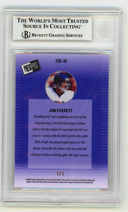 Jim Everett Signed 2024 Leaf Press Pass Shimmer Purple 1/1 Trading Card