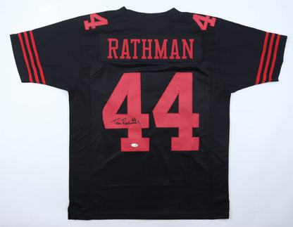 Tom Rathman Autographed San Francisco 49ers Black Custom Jersey
