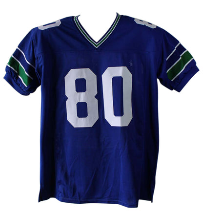 Steve Largent Autographed HOF Inscribed Blue Pro Style Jersey (Beckett)