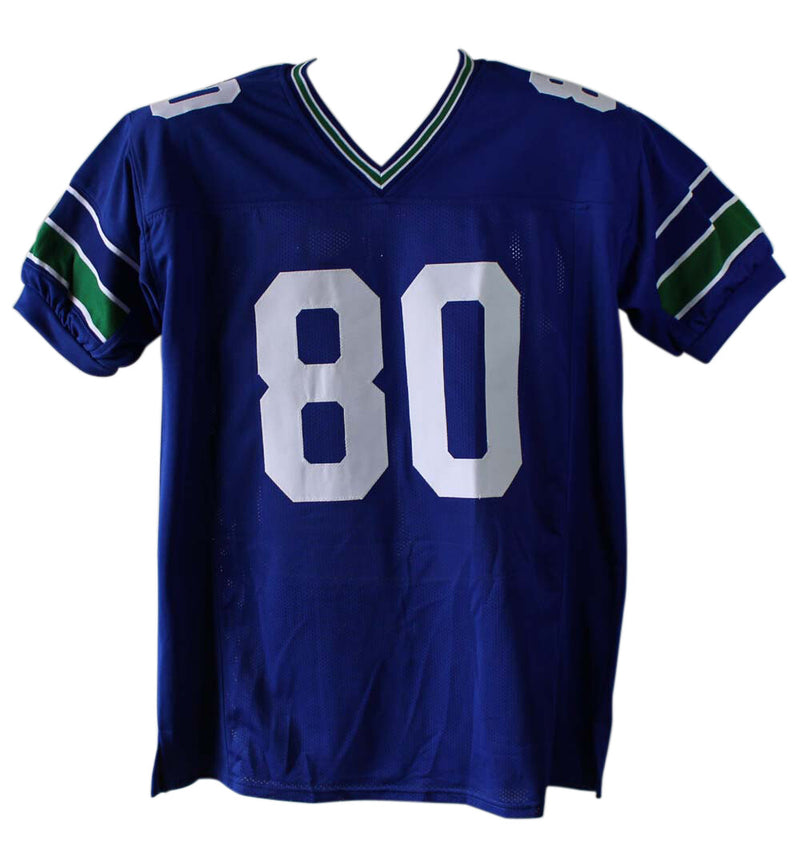 Steve Largent Autographed HOF Inscribed Blue Pro Style Jersey (Beckett)