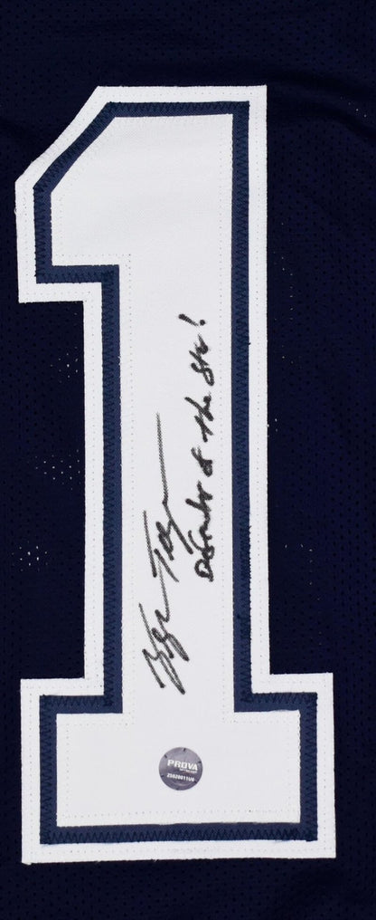George Teague Autographed Blue Custom Football Jersey