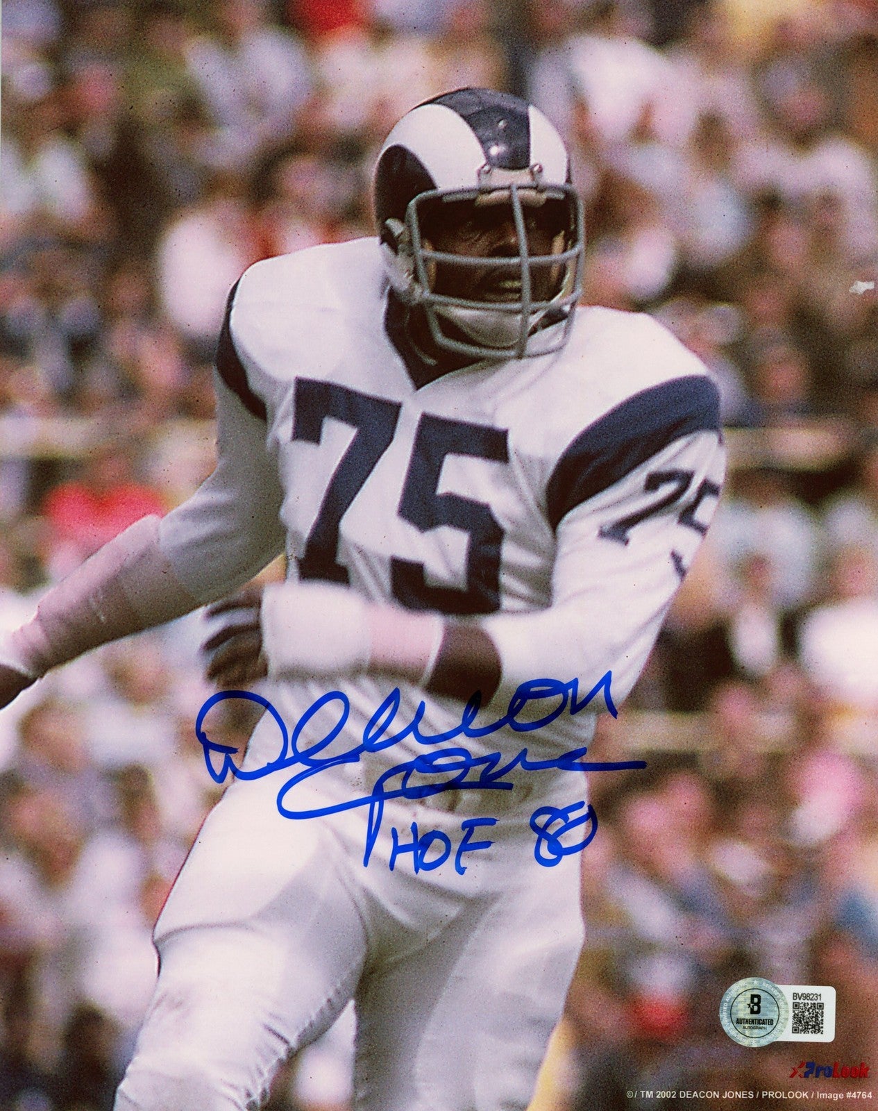 Deacon Jones Autographed Los Angeles Rams 8x10 Photo