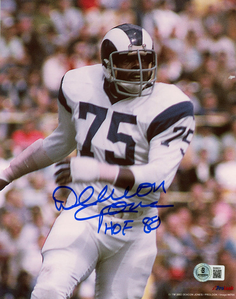 Deacon Jones Autographed Los Angeles Rams 8x10 Photo