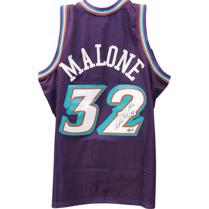 Karl Malone Autographed Utah Jazz Mitchell & Ness Purple Swingman Jersey