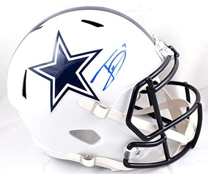 Trevon Diggs Autographed Dallas Cowboys Full Size Flat White Speed Helmet