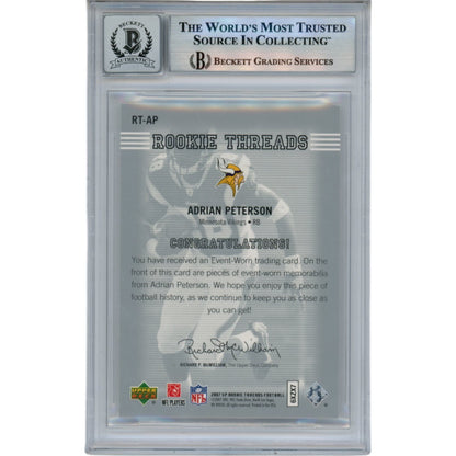 Adrian Peterson Autographed 2007 UD SP Rookie Threads Card - Beckett